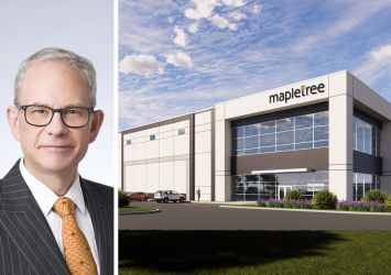 Mapletree's Richard Prokup and a rendering of one of two buildings planned for 370 Smithburg Road, Manalapan, N.J.
