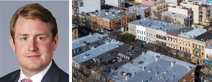 JLL's Rob Hinckley (top) and Peter Rotchford, and an aerial view of Bushwick, Brooklyn.
