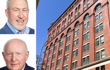 Avison Young's Scott Singer (top) and Andy Singer, and 666 Greenwich Street.