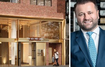 A rendering of the Sea Fire Grill at 216 East 49th Street and Benjamin Restaurant Group's Benjamin Prelvukaj.