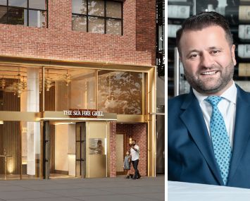 A rendering of the Sea Fire Grill at 216 East 49th Street and Benjamin Restaurant Group's Benjamin Prelvukaj.