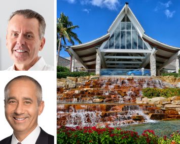 Trinty Investment's Sean Hehir (top), Sculptor Real Estate's Steve Orbuch, and JW Marriott Marco Island Beach Resort on Marco Island, Fla.