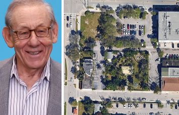 Stephen Ross and a satellite view of the development lot Related Ross purchased in West Palm Beach.