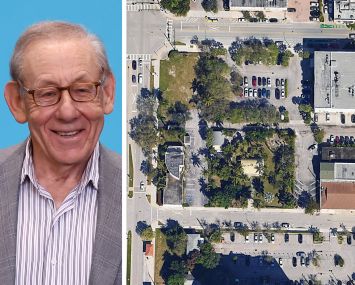 Stephen Ross and a satellite view of the development lot Related Ross purchased in West Palm Beach.