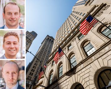 Platinum Commercial's Steven Evans (top), Joseph Zalta (center) and Emre Bozkurt, and 30 Wall Street.
