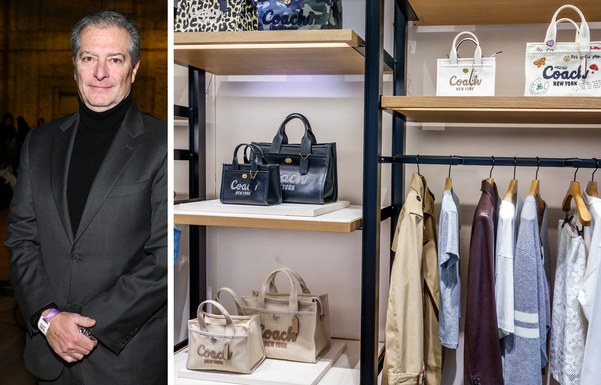 Coach CEO and Brand President Todd Kahn and a Coach store display.