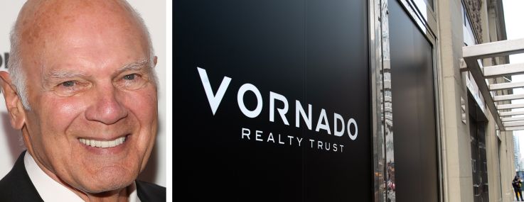 Vornado Realty Trust CEO Steven Roth and a Vornado sign in the Penn District.