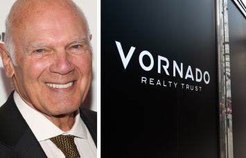 Vornado Realty Trust CEO Steven Roth and a Vornado sign in the Penn District.