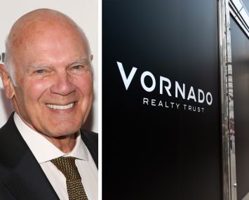 Vornado Realty Trust CEO Steven Roth and a Vornado sign in the Penn District.