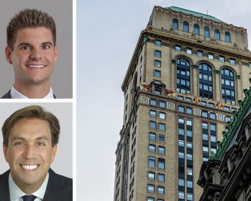 Lee & Associates's Woody King (top) and Todd Korren, and 10 East 40th Street.