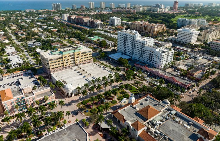 An aerial image of downtown Boca Raton, Fla.