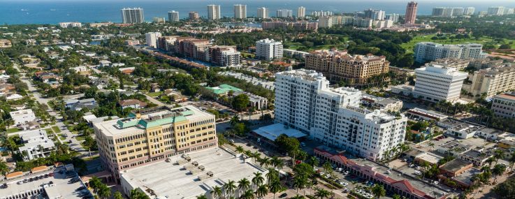 An aerial image of downtown Boca Raton, Fla.