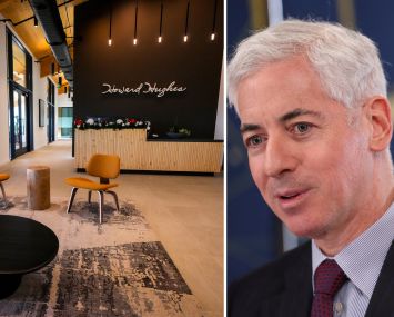 Howard Hughes office at One Bridgeland Green in Cypress, Texas, and Executive Chairman Bill Ackman.