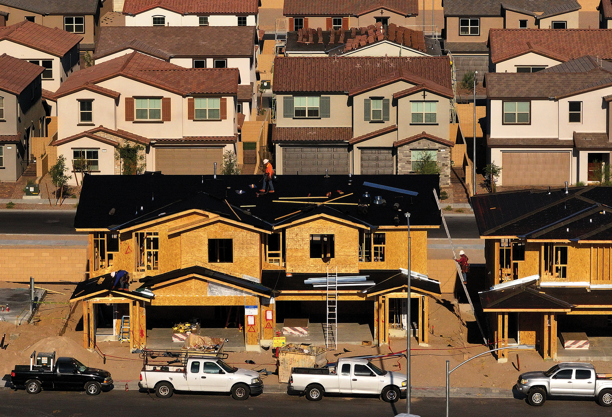 Homes are seen under construction in Henderson, Nev.
