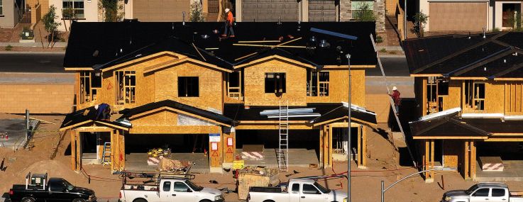 Homes are seen under construction in Henderson, Nev.