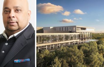 Tyko Capital's Adi Chugh and a rendering of Four Seasons Private Residences Lake Austin, Austin, Texas.