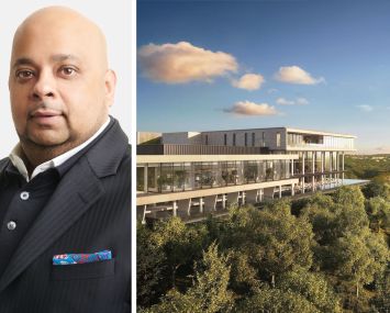 Tyko Capital's Adi Chugh and a rendering of Four Seasons Private Residences Lake Austin, Austin, Texas.