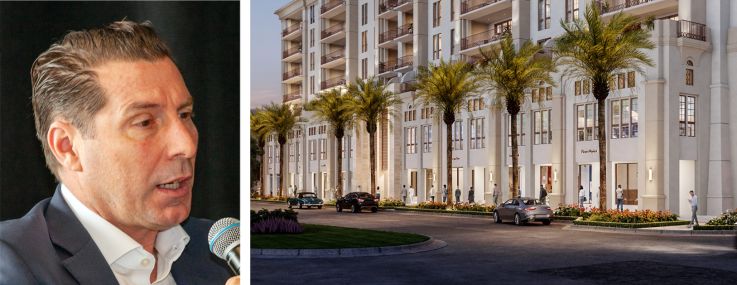 MG Developer's Alirio Torreabla (top), Vertical Developments's Fernando de Nuñez y Lugones, and a rendering of Alhambra Parc in Coral Gables, Fla.
