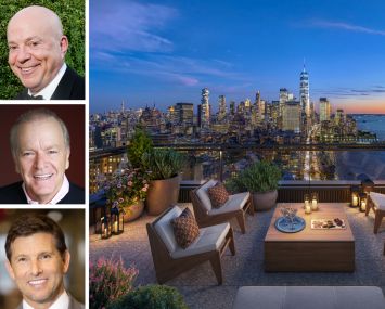 Zeckendorf Development's Arthur Zeckendorf (top), Atlas Capital Group's Jeffrey Goldberger (center) and Andrew Cohen, and a rendering of 80 Clarkson Street's penthouse.