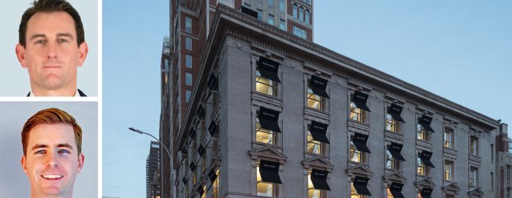 CBRE's Doug Middleton (top), Jack Stillwagon (center) and Daniel Kaplan, and 1511 Third Avenue.
