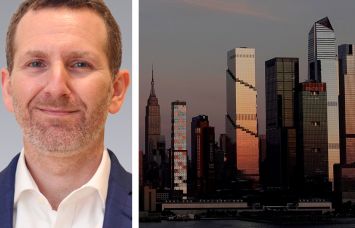 Colliers's Frank Wallach and the Manhattan skyline.