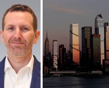 Colliers's Frank Wallach and the Manhattan skyline.