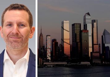 Colliers's Frank Wallach and the Manhattan skyline.