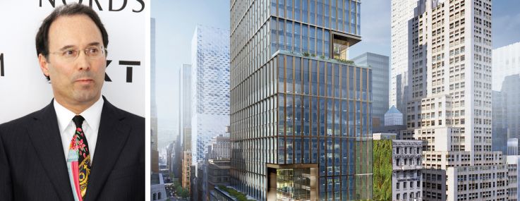 Extell's Gary Barnett and a rendering of 570 Fifth Avenue.