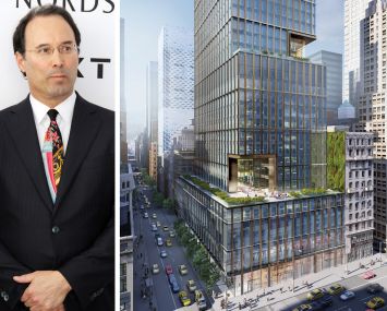 Extell's Gary Barnett and a rendering of 570 Fifth Avenue.