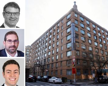 JLL Capital Markets's Geoff Goldstein (top), Steven Klein (center) and Michael Shmuely, and 100 Jane Street.