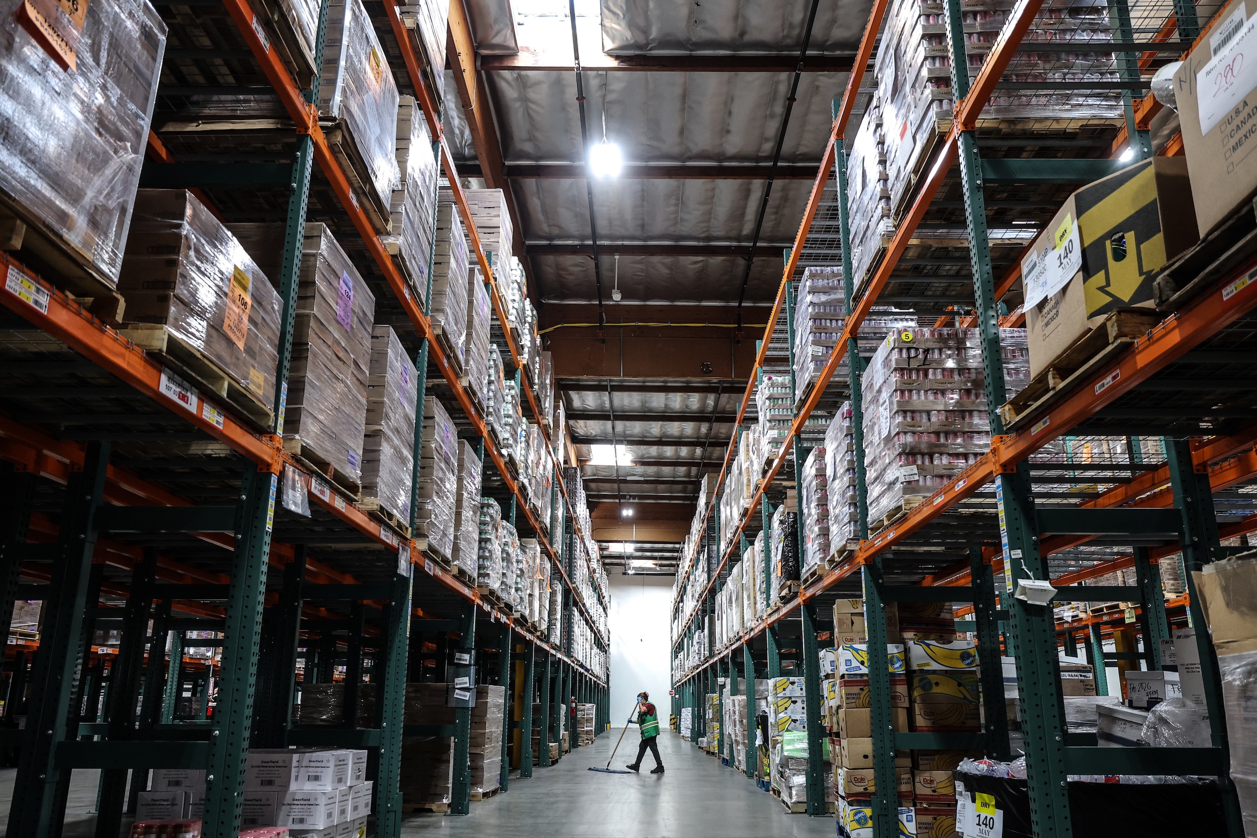 Food is stored in a facility in Los Angeles County.