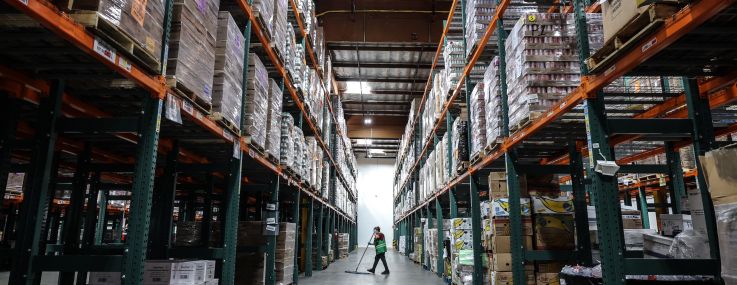 Food is stored in a facility in Los Angeles County.