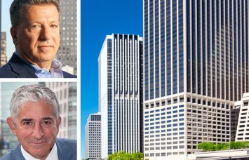 CBRE's Howard Fiddle (top) and Bradley Gerla, and 55 Water Street.