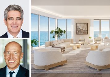 Fontainebleau Development's Jeffrey Soffer (top), Starwood Capital Group's Barry Sternlicht, and a rendering of an interior at 1 Homes Jupiter Island.