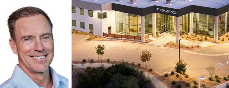 JLL's Joe Anderson (top) and Greg Bisconti, and 6680 Cobra Way in San Diego.