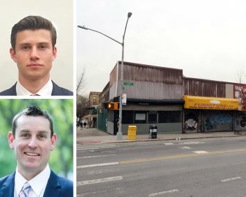 Rosewood Realty Group's Jonah Corney (top) and Mike Kerwin, and 761 East Tremont Avenue, the Bronx.