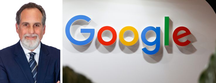 Jack Resnick & Sons's Jonathan Resnick and Google's logo inside one of the company's offices.
