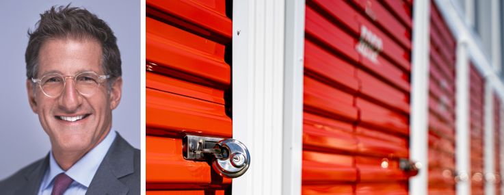 3650 Capital Partners's Jonathan Roth and a close-up of self-storage units.