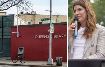 The Sunnyside Branch Library in Queens and Council Speaker Julie Menin.