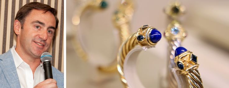 Kevin McCrain, CEO of GGP and David Yurman jewelry on display.