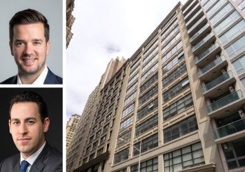 The Fiel Organization's Kyle Young (top) and Andrew Wiener, and 145 West 30th Street.