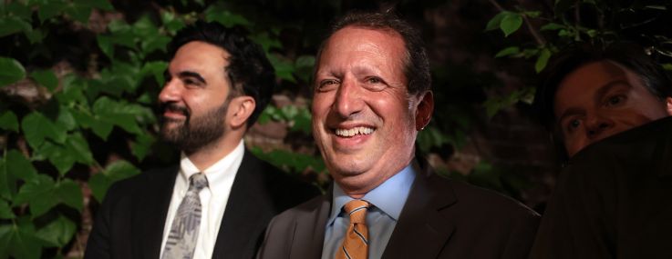 Democratic Congressional candidate Brad Lander stands with Mayor Zohran Mamdani after winning the 10th District Democratic primary Wednesday.
