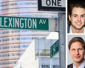 A Lexington Avenue sign and Meridian Capital Group's Scott Miller (top) and Rael Gervis.