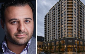 BridgeCity Capital's Louis Lebovits and a rendering of 44-68 Vernon Boulevard, Queens.