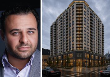 BridgeCity Capital's Louis Lebovits and a rendering of 44-68 Vernon Boulevard, Queens.