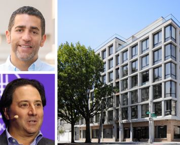 Slate Property Group's Martin Nussbaum (top), Ares Management's Michael Arougheti, and Dutch House at 37-05 30th Street, Queens.
