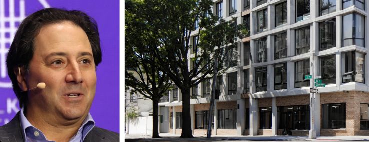 Slate Property Group's Martin Nussbaum (top), Ares Management's Michael Arougheti, and Dutch House at 37-05 30th Street, Queens.