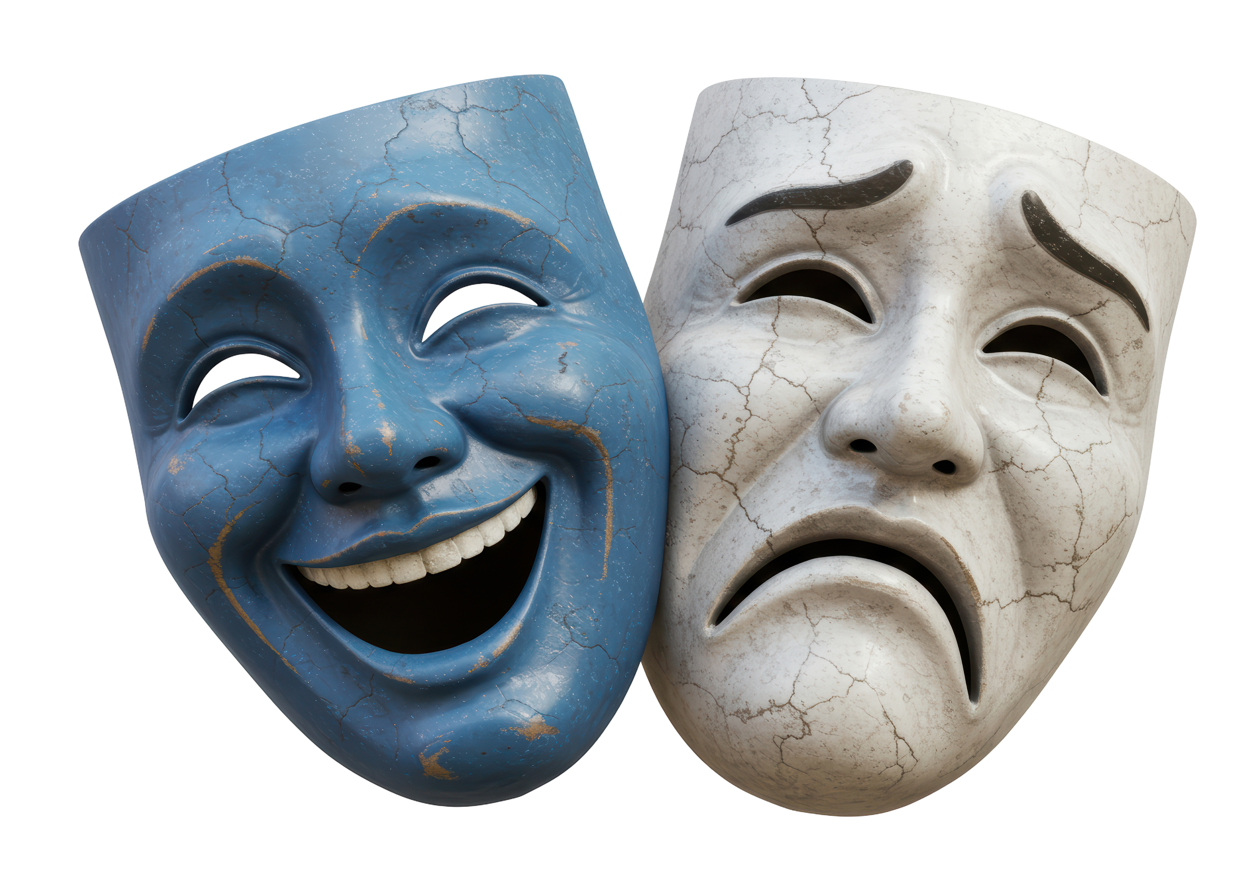 Theatrical comedy and tragedy masks.