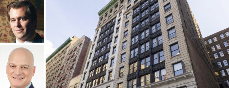 Kaufman Investment's Michael Kazmierski (top), Savanna's Nicholas Bienstock (center) and Christopher Schlank, and 24-28 West 25th Street.