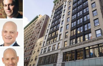 Kaufman Investment's Michael Kazmierski (top), Savanna's Nicholas Bienstock (center) and Christopher Schlank, and 24-28 West 25th Street.